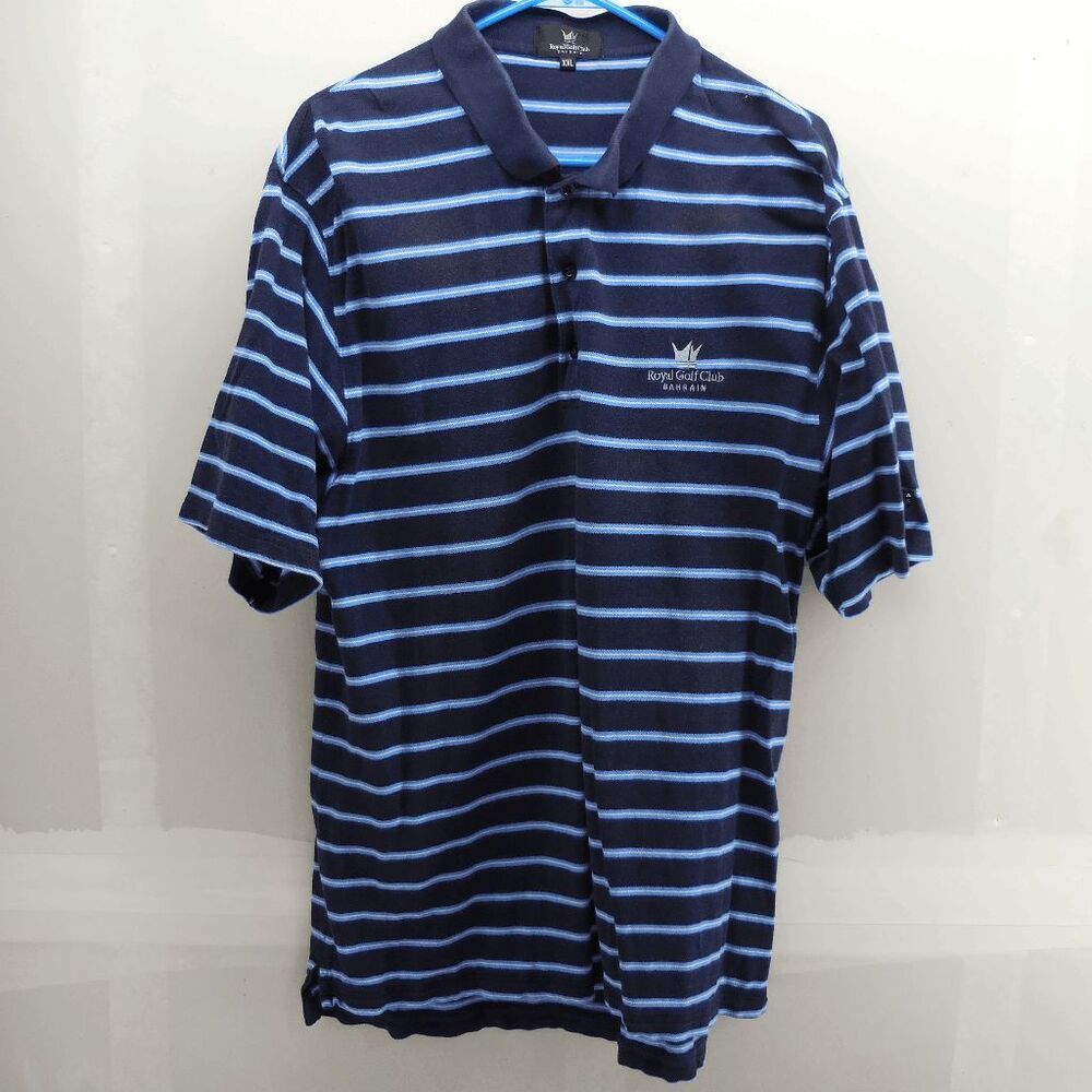 Royal Golf Cub Bahrain Bamboo Cotton Blend Polo Shirt Mens 2XL Blue Striped